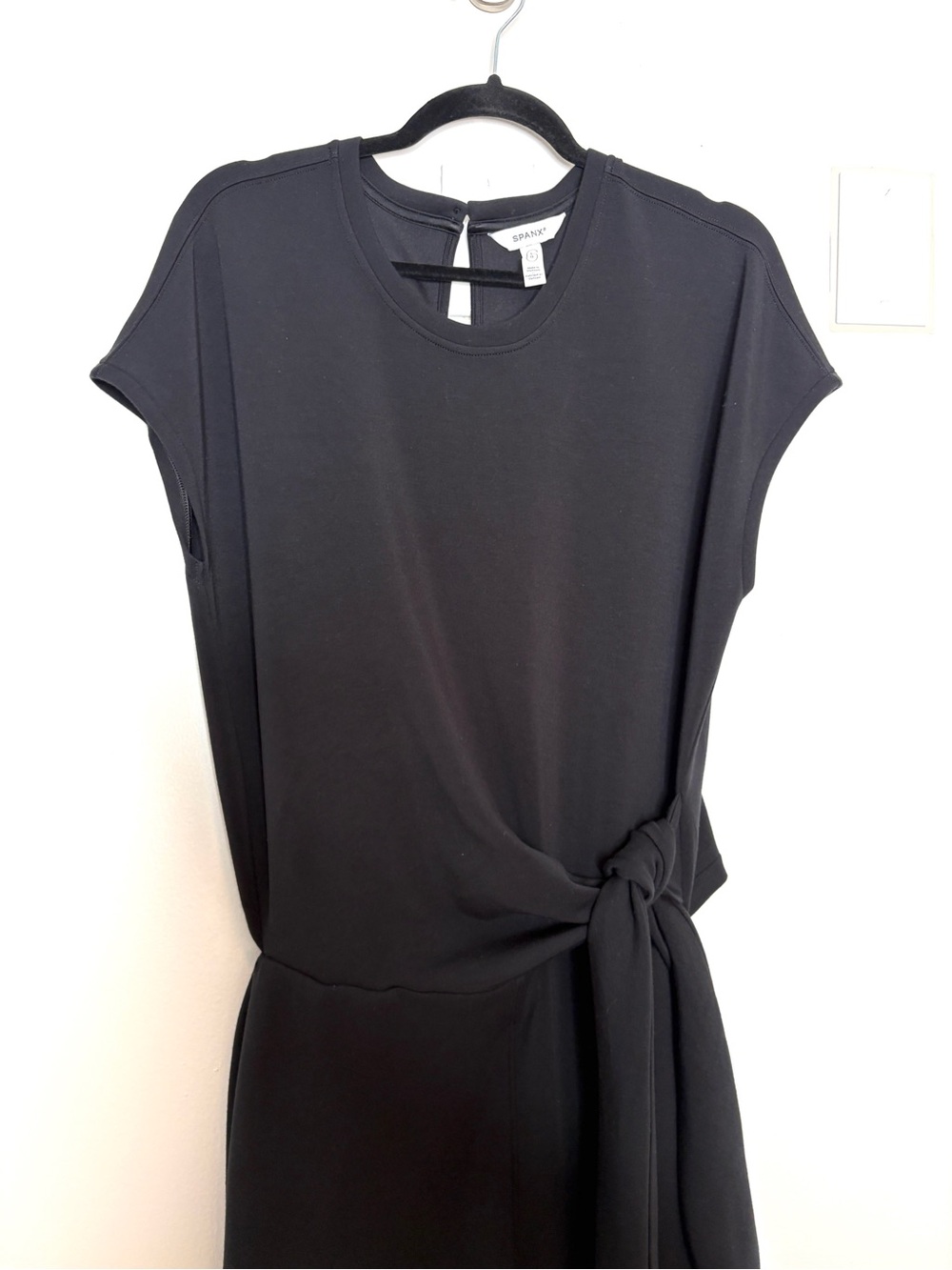 Spanx AirEssentials Tie Waist Jumpsuit Wide Leg Crop Soft Modal In Black Size L - Picture 5 of 10
